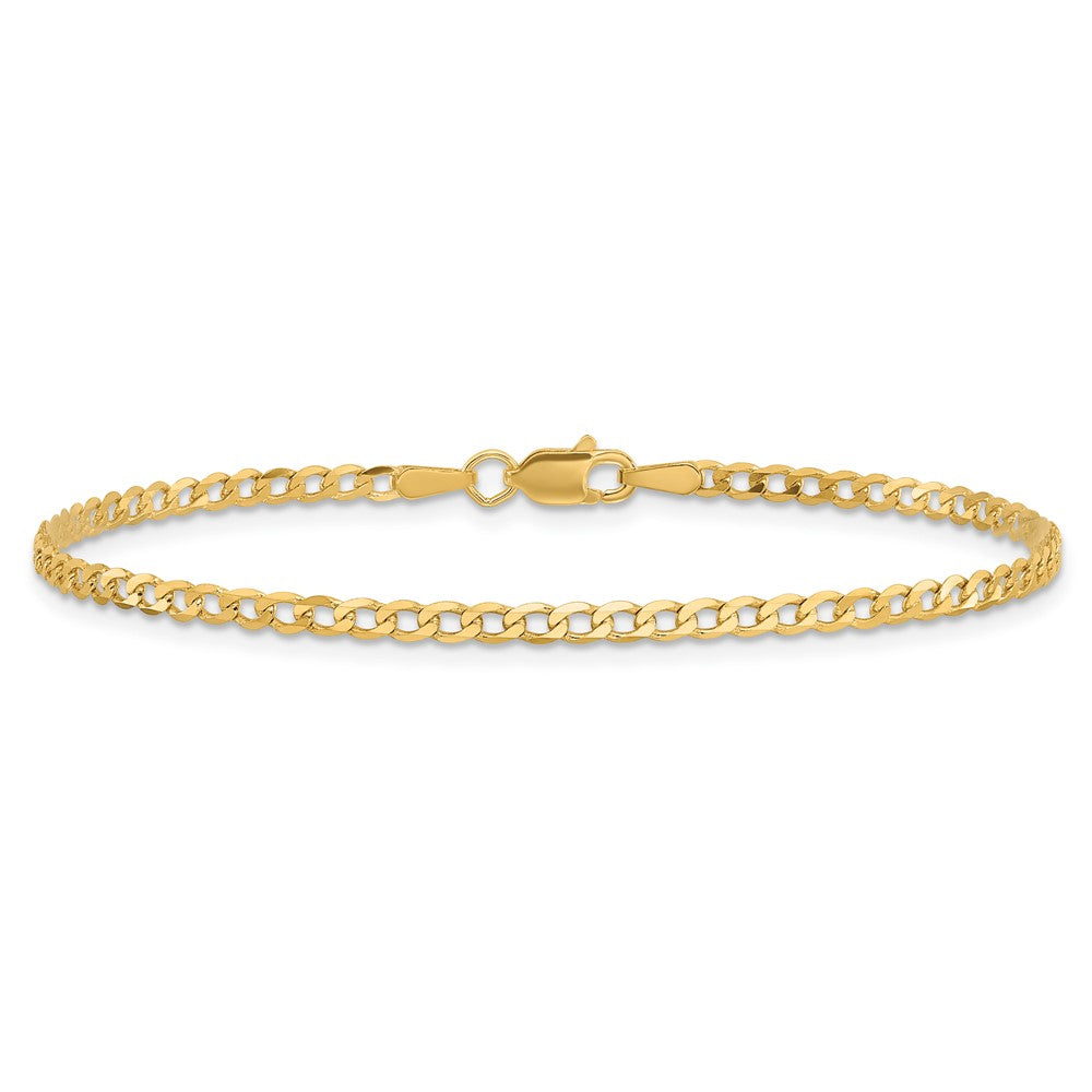 10k Yellow Gold 2.2 mm Flat Beveled Curb Chain Anklet