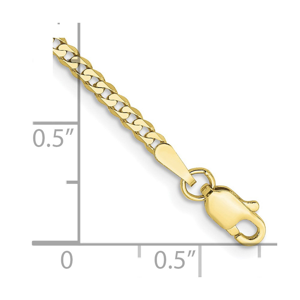 10k Yellow Gold 2.2 mm Flat Beveled Curb Chain Anklet