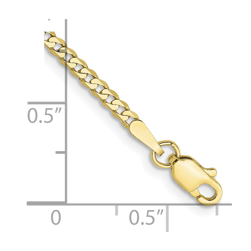10k Yellow Gold 2.2 mm Flat Beveled Curb Chain Anklet (2.19 grams)