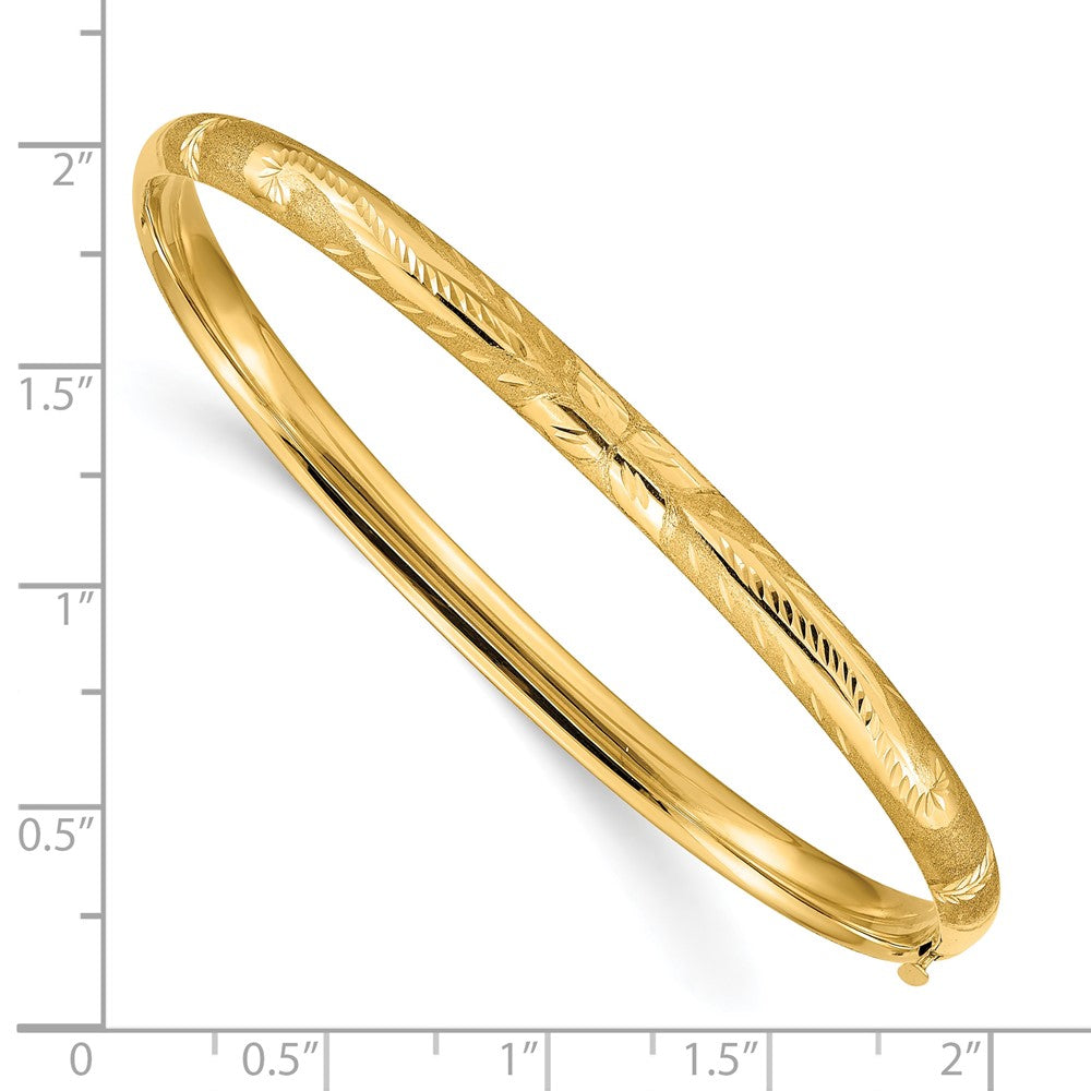 10k Yellow Gold 5 mm 3/16 Florentine Engraved Hinged Bangle Bracelet (4.77 grams)