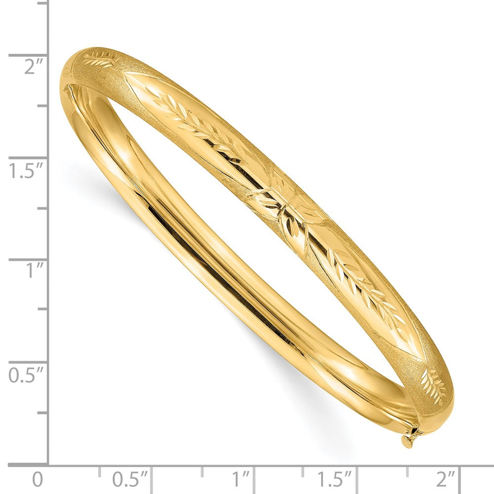 10k Yellow Gold 6 mm 4/1 Florentine Engraved Hinged Bangle Bracelet (6.26 grams)