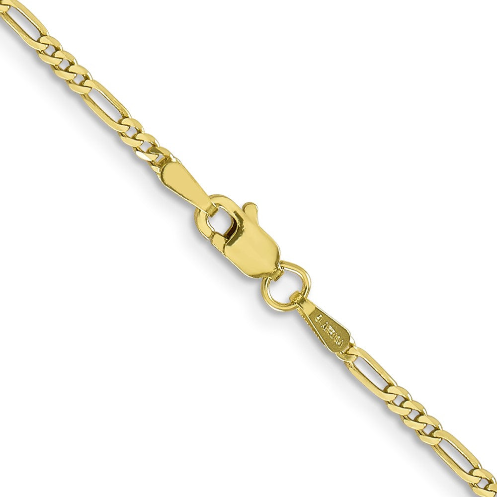 10k Yellow Gold 1.75 mm Flat Figaro Chain (2.35 grams)