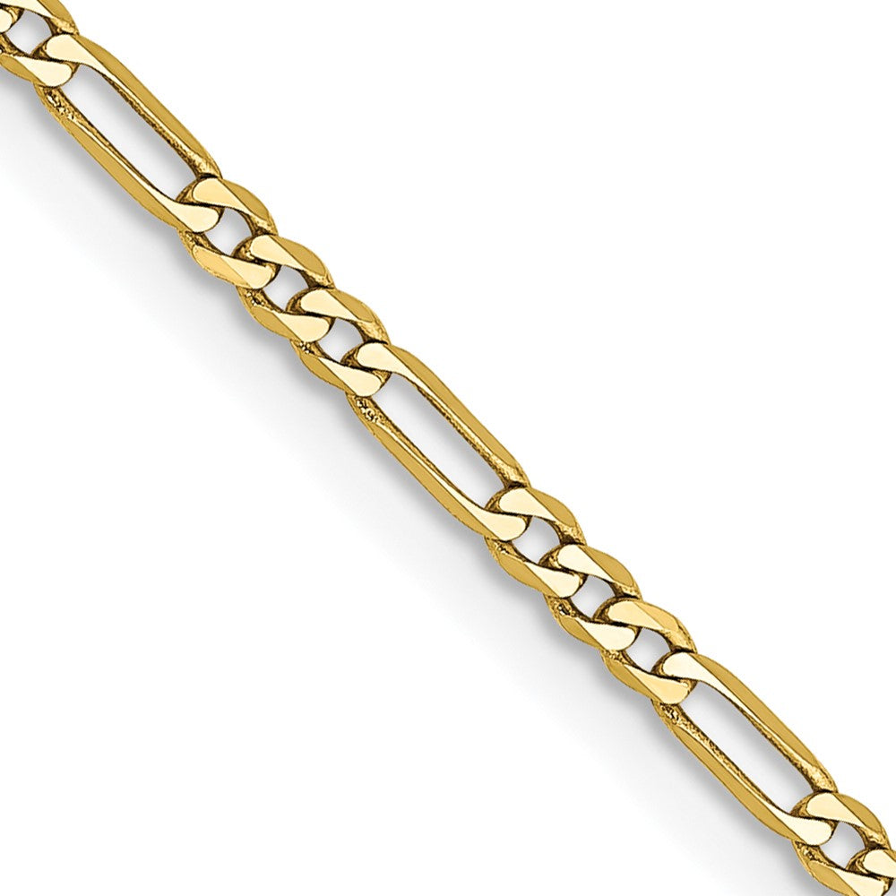 10k Yellow Gold 1.75 mm Flat Figaro Chain (2.35 grams)