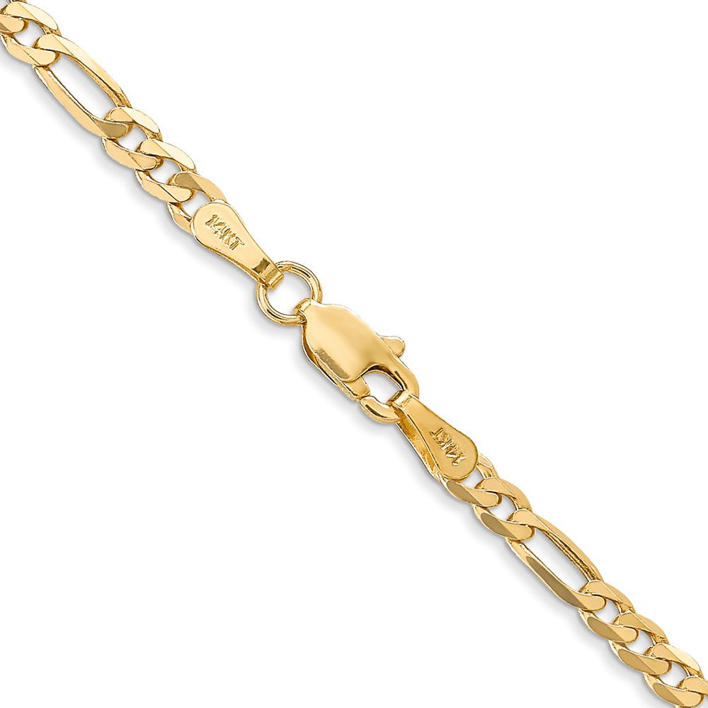 10k Yellow Gold 3 mm Flat Figaro Chain
