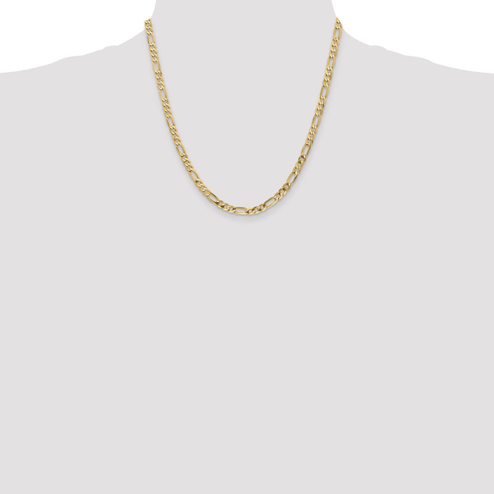 10k Yellow Gold 4.75 mm Flat Figaro Chain (10.36 grams)