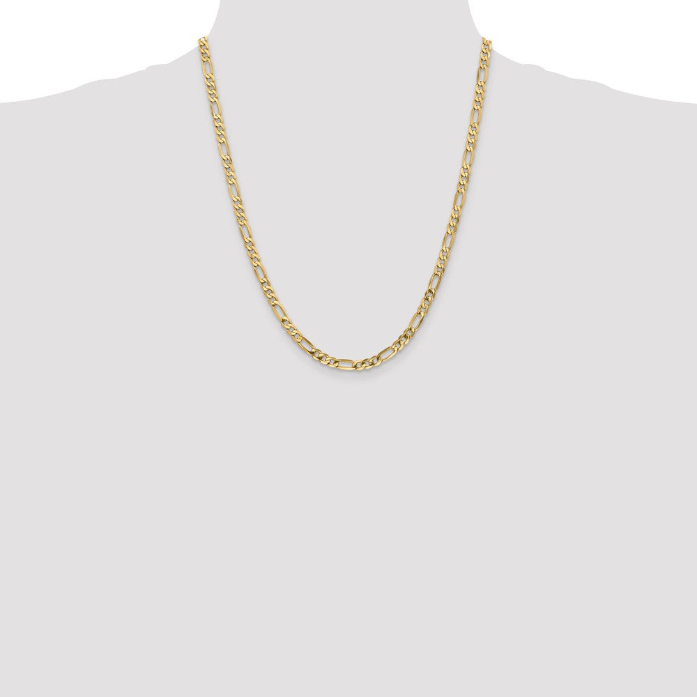 10k Yellow Gold 4.75 mm Flat Figaro Chain (10.36 grams)