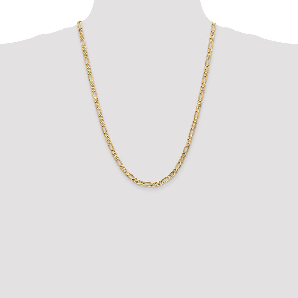 10k Yellow Gold 4.75 mm Flat Figaro Chain (10.36 grams)