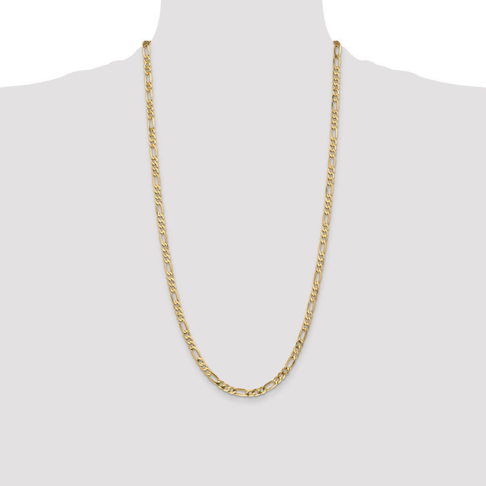 10k Yellow Gold 4.75 mm Flat Figaro Chain (10.36 grams)