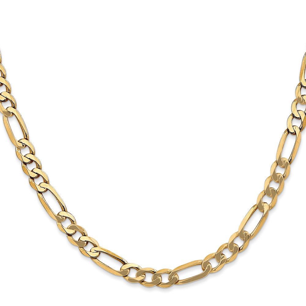 10k Yellow Gold 5.25 mm Flat Figaro Chain (14.26 grams)