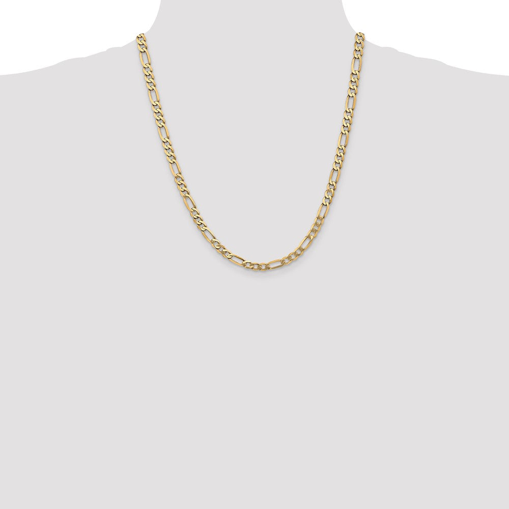 10k Yellow Gold 5.25 mm Flat Figaro Chain (14.26 grams)