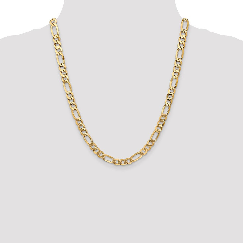 10k Yellow Gold 7 mm Flat Figaro Chain (24.82 grams)