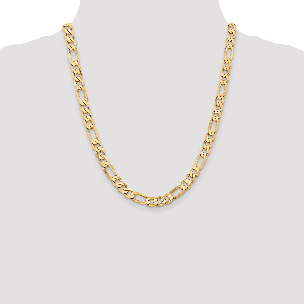 10k Yellow Gold 7.5 mm Flat Figaro Chain (32.15 grams)