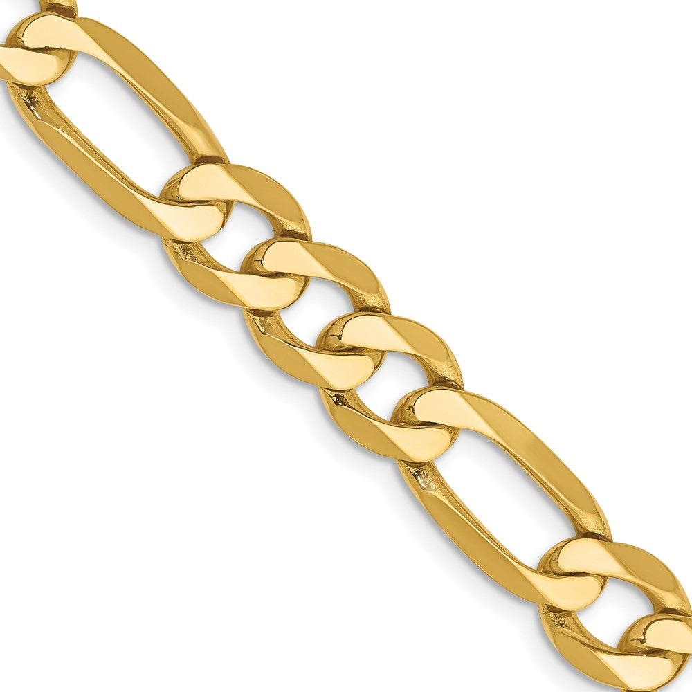 10k Yellow Gold 7.5 mm Flat Figaro Chain