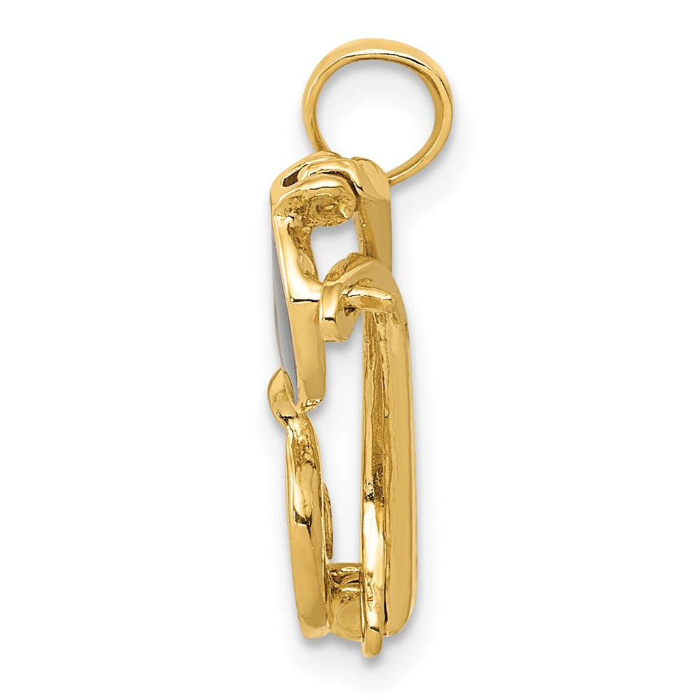 10k Yellow Gold 15 mm 3-D Black Enameled Moveable Sunglasses Pendant (1.12 grams)