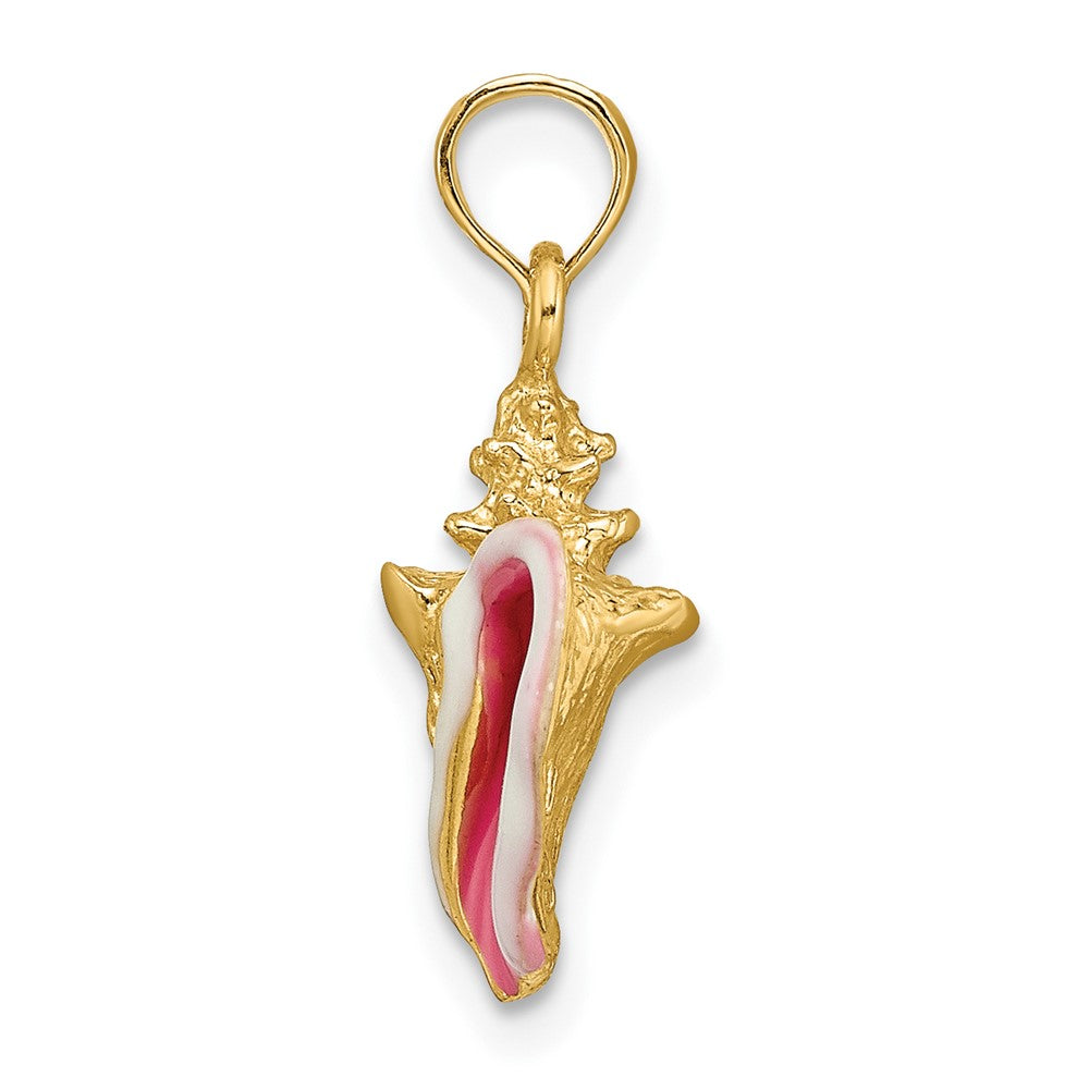 10k Yellow Gold 9 mm Enameled 3-D Conch Shell Pendant (1.78 grams)