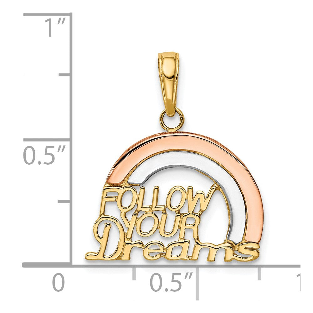 10k Two-tone 18 mm Follow Your Dreams Rainbow Pendant (1.08 grams)