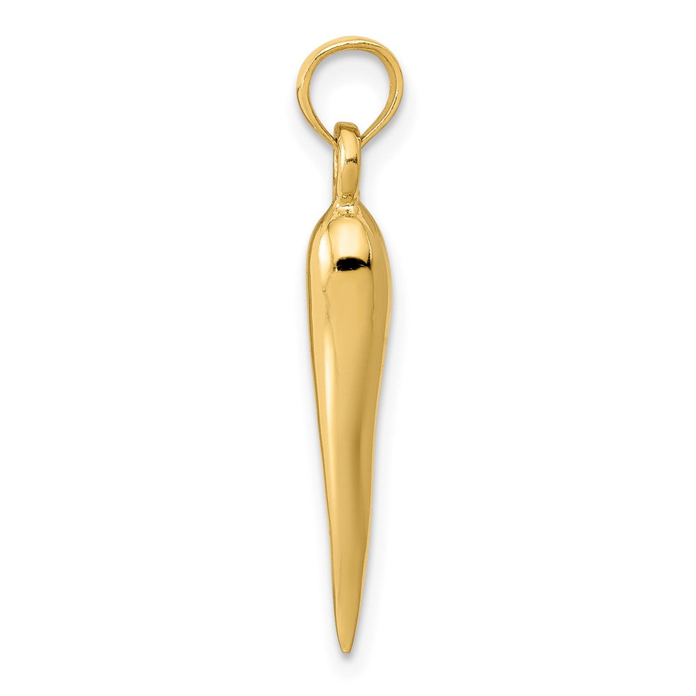 10k Yellow Gold 4 mm Medium Italian Horn Pendant (1.23 grams)
