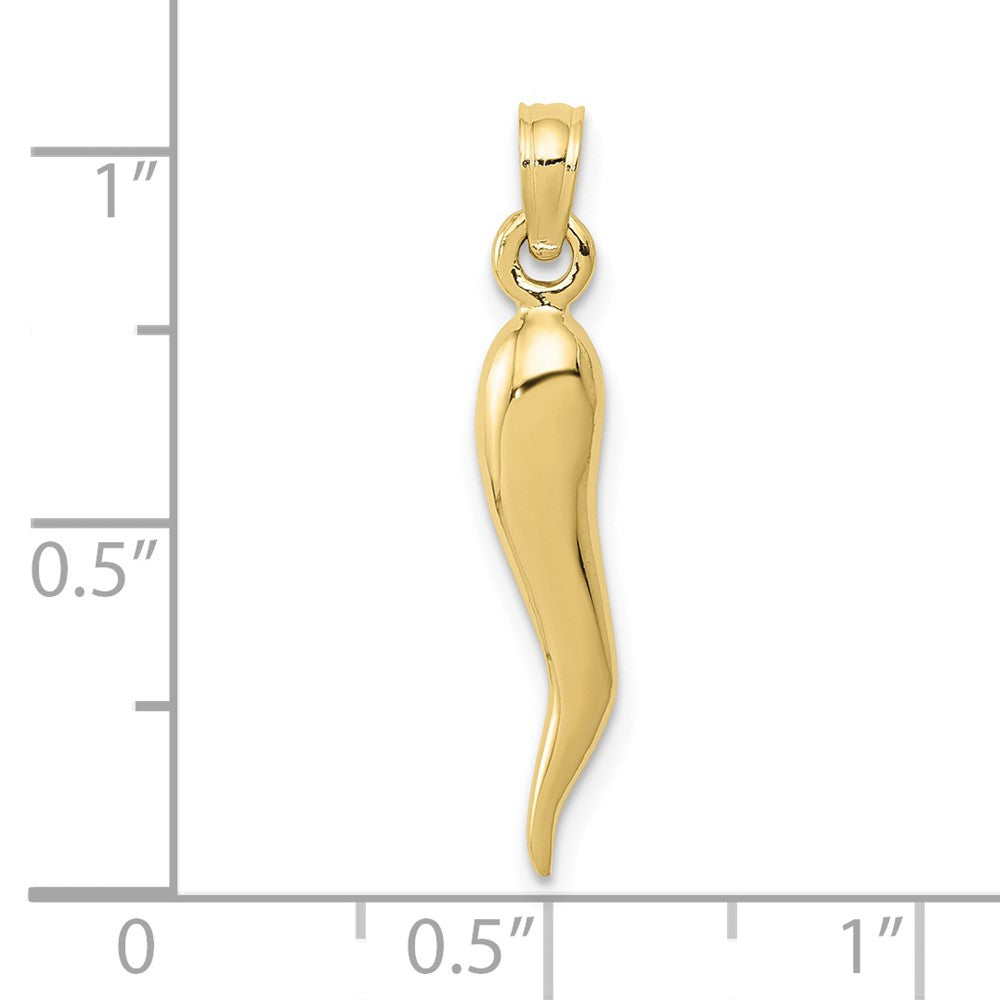 10k Yellow Gold 4 mm Medium Italian Horn Pendant (1.23 grams)