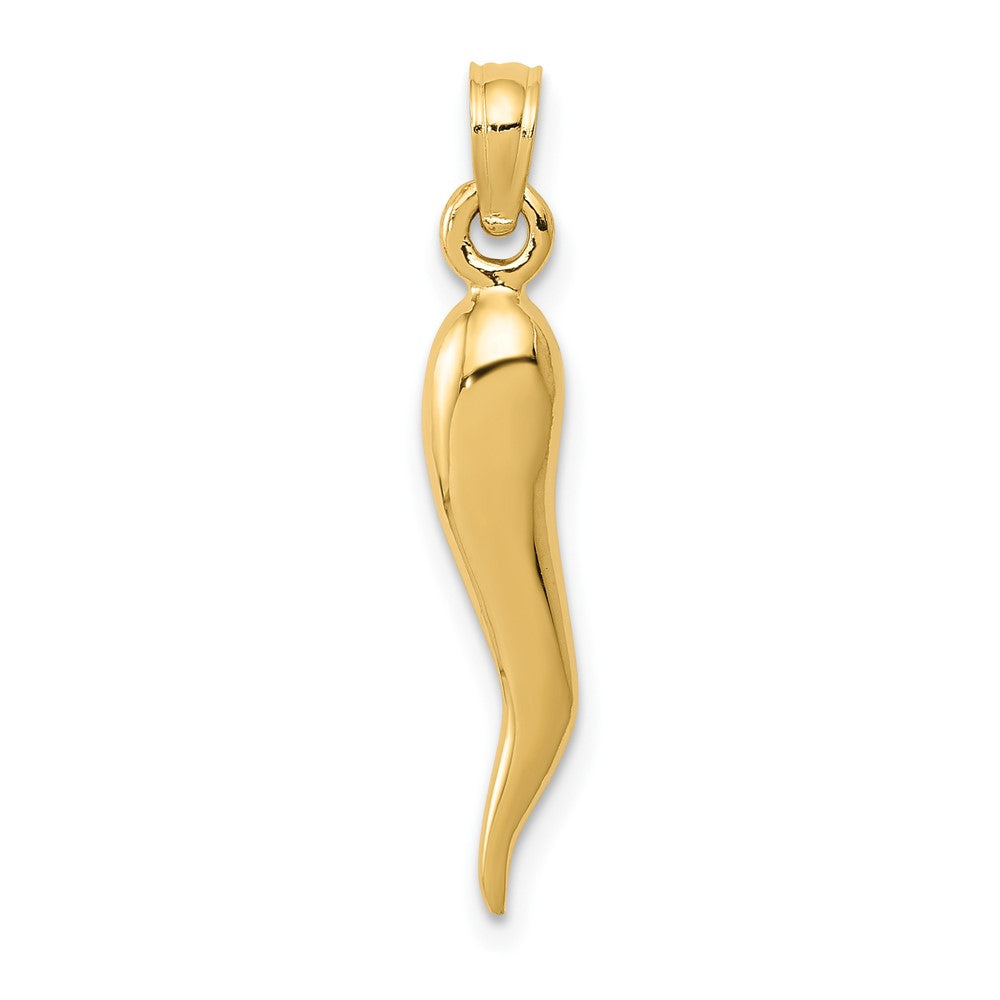 10k Yellow Gold 4 mm Medium Italian Horn Pendant (1.23 grams)