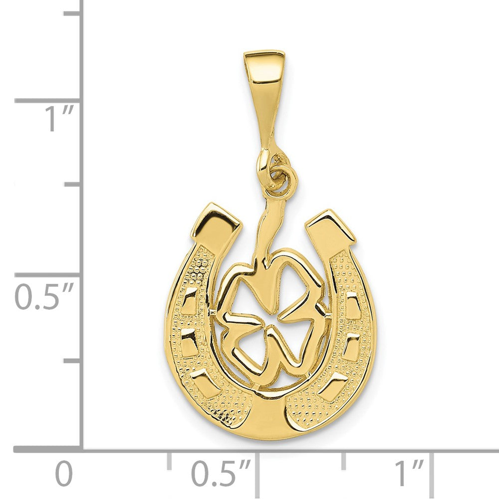 10k Yellow Gold 15 mm Good Luck Clover Pendant (1.66 grams)