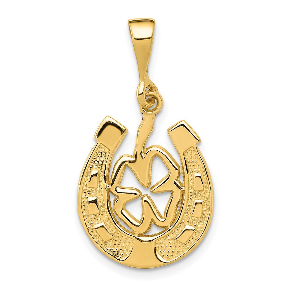 10k Yellow Gold 15 mm Good Luck Clover Pendant (1.66 grams)
