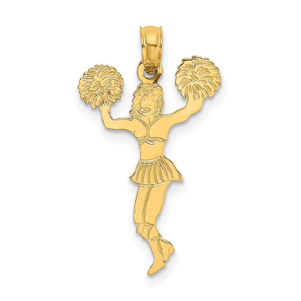 10k Yellow Gold 14.3 mm Cheerleader with Pom-Poms Pendant