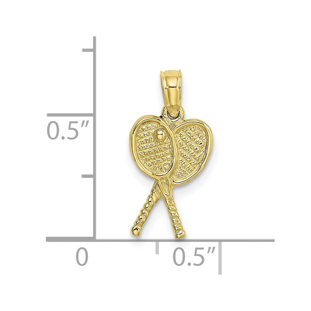10k Yellow Gold 9 mm Tennis Racquets Pendant (0.79 grams)
