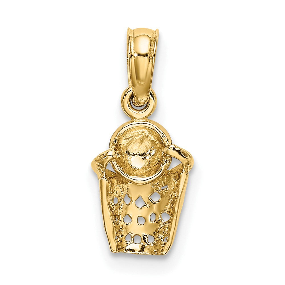 10k Yellow Gold 6.9 mm Basketball w/Net Charm (0.61 grams)
