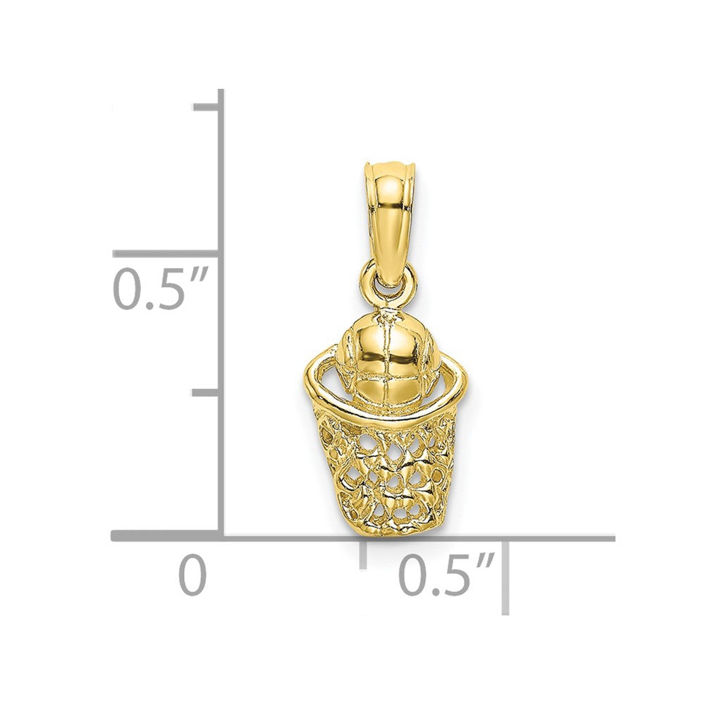 10k Yellow Gold 6.9 mm Basketball w/Net Charm (0.61 grams)