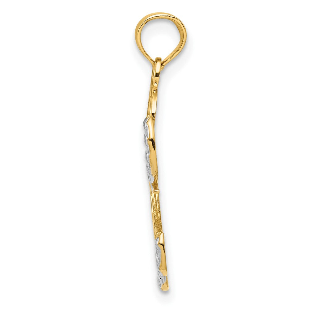 10k Yellow w/Rhodium 15 mm Love Angel Pendant (0.95 grams)