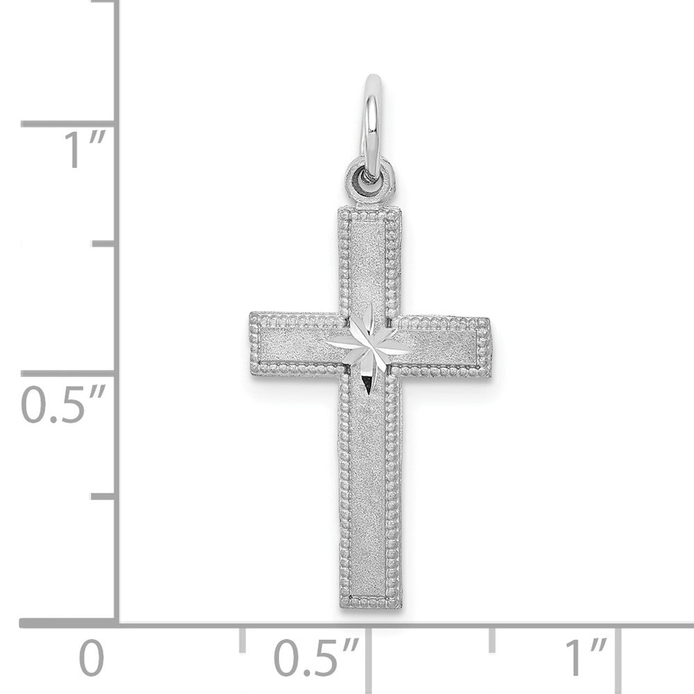 10k White Gold 12 mm Diamond-cut Cross Pendant (0.87 grams)