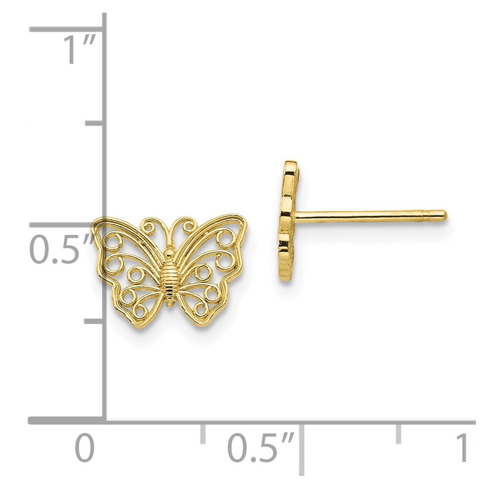 10k Yellow Gold 9 mm Butterfly Post Earrings (0.81 grams)