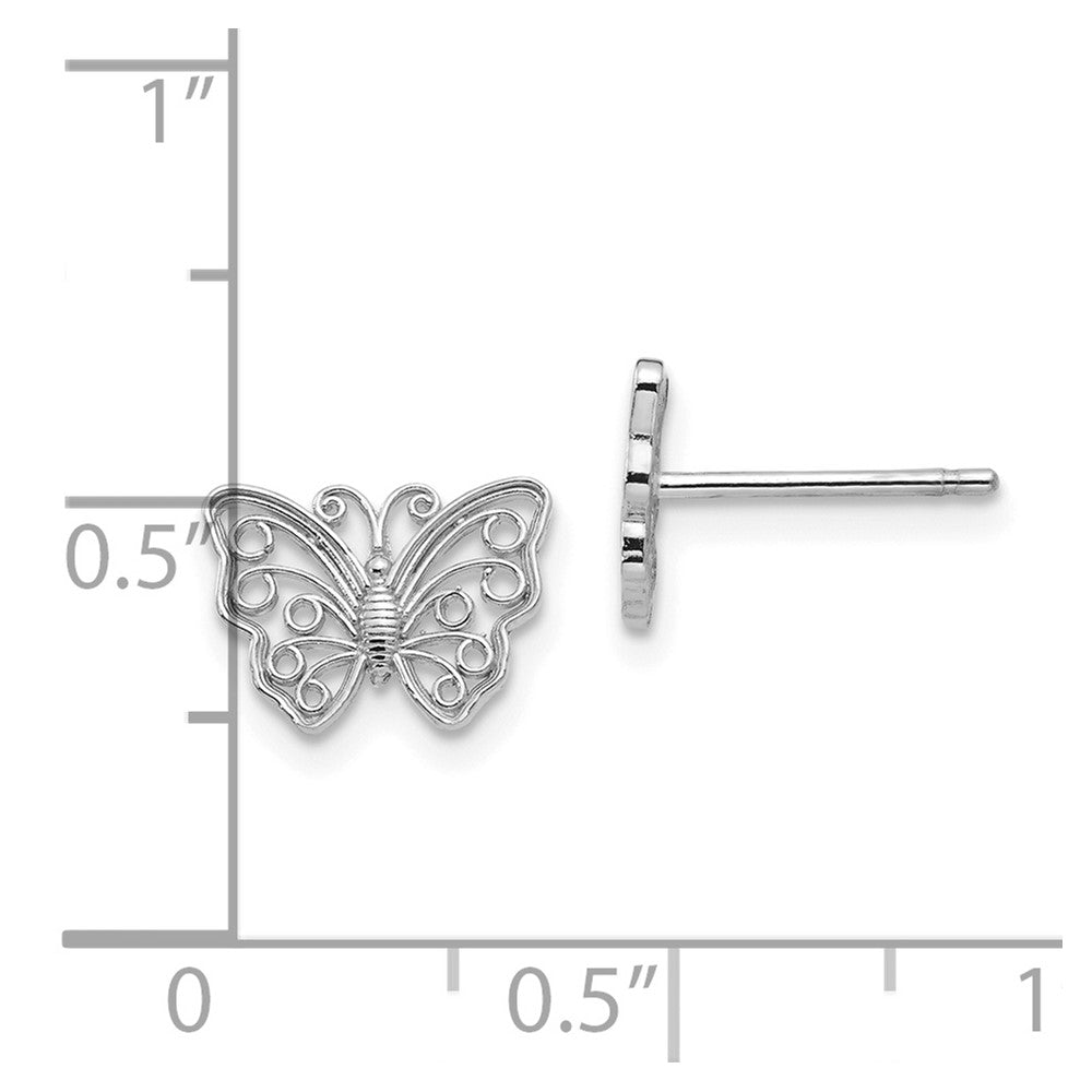 10k White Gold 10 mm Butterfly Post Earrings (0.9 grams)