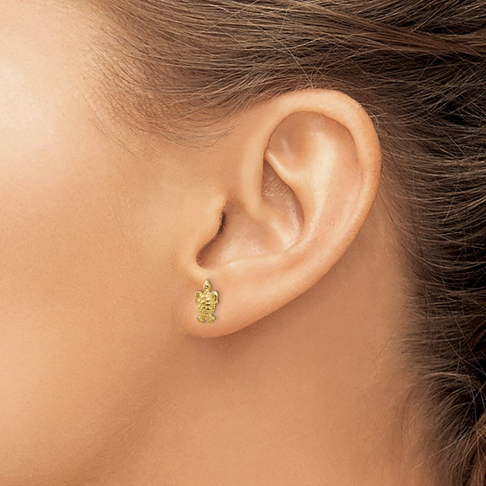 10k Yellow Gold 6 mm Mini Turtle Post Earrings (0.82 grams)
