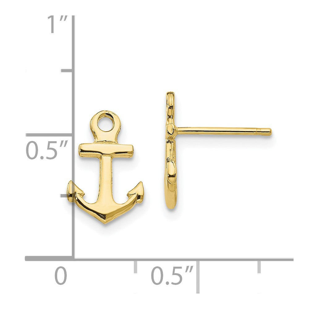 10k Yellow Gold 8 mm Anchor Post Earrings (0.92 grams)