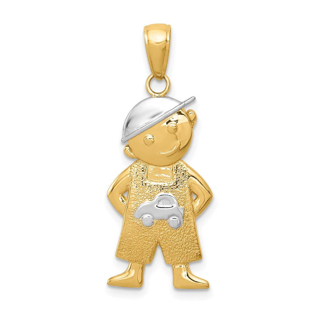 10k Yellow w/Rhodium 12 mm Boy w/Hands in Pockets Pendant (1.42 grams)