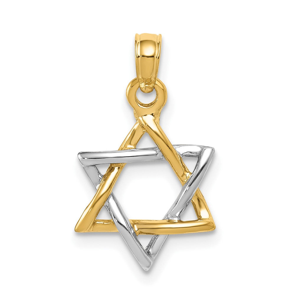 10k Two-tone 12 mm Two-tone Polished Star of David Pendant (0.83 grams)