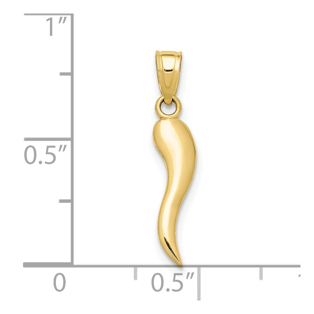 10k Yellow Gold 4.6 mm Italian Horn Pendant (0.41 grams)
