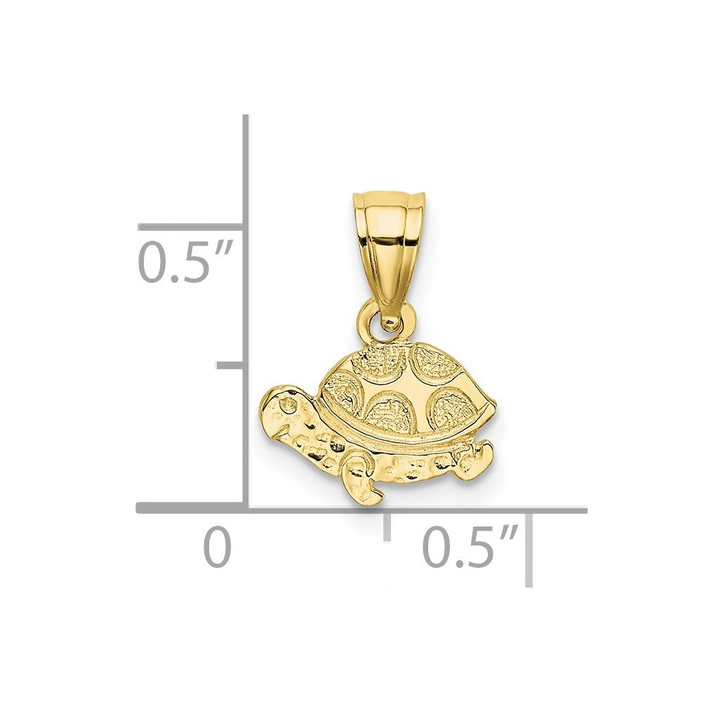 10k Yellow Gold 9.8 mm Flat and Engraved Mini Turtle Charm (0.4 grams)