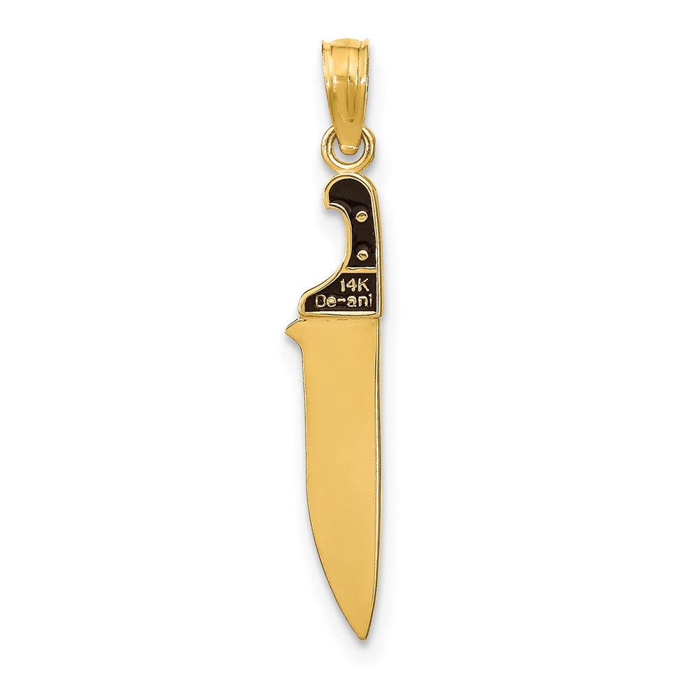 10k Yellow Gold 5 mm W/ Black Enamel 3-D Butcher Knife Charm (0.5 grams)