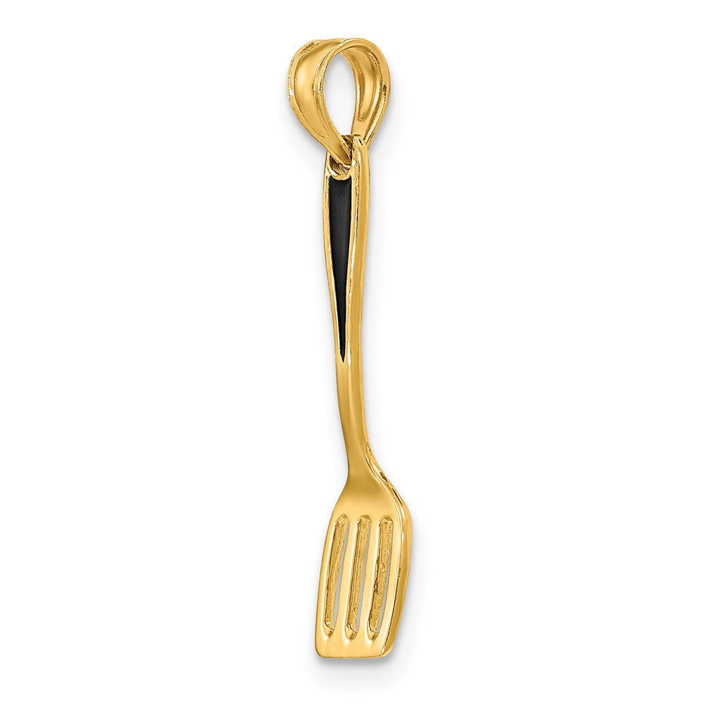10k Yellow Gold 5 mm w/ Black Enamel 3-D Spatula Charm (0.5 grams)