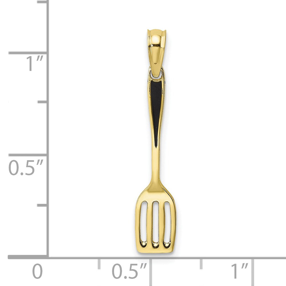 10k Yellow Gold 5 mm w/ Black Enamel 3-D Spatula Charm (0.5 grams)