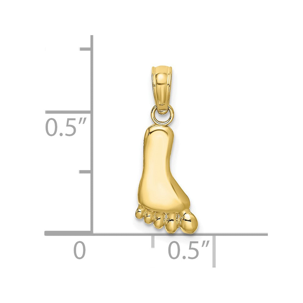 10k Yellow Gold 6.6 mm Polished Foot Charm (0.44 grams)