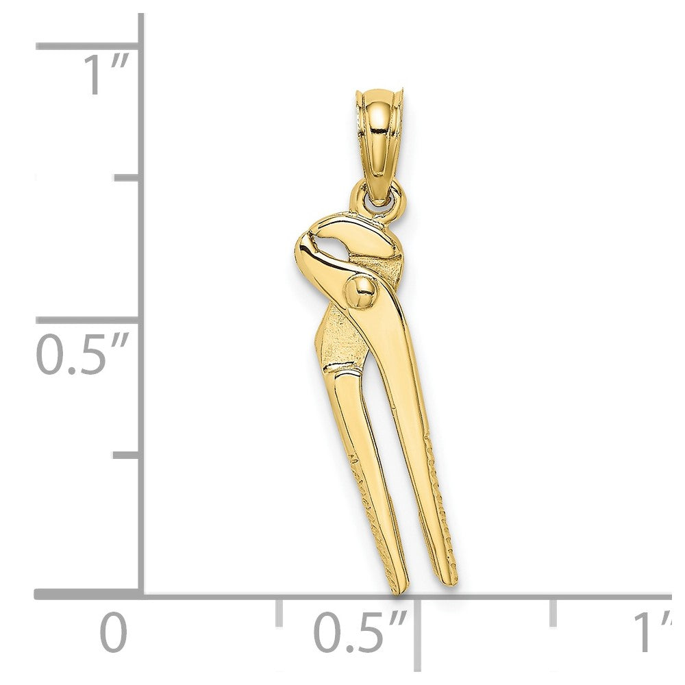 10k Yellow Gold 5.5 mm 3-D Moveable Locking Wrench Charm (0.86 grams)