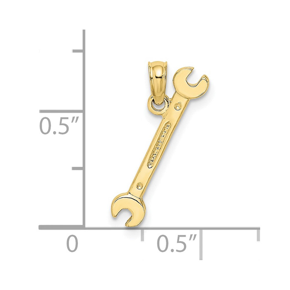 10k Yellow Gold 4.2 mm 3-D Double Open-Ended Wrench Charm (0.64 grams)