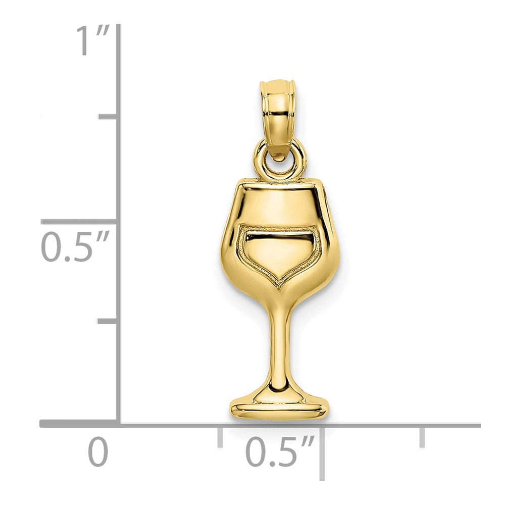 10k Yellow Gold 7.35 mm Wine Glass Charm (1.28 grams)