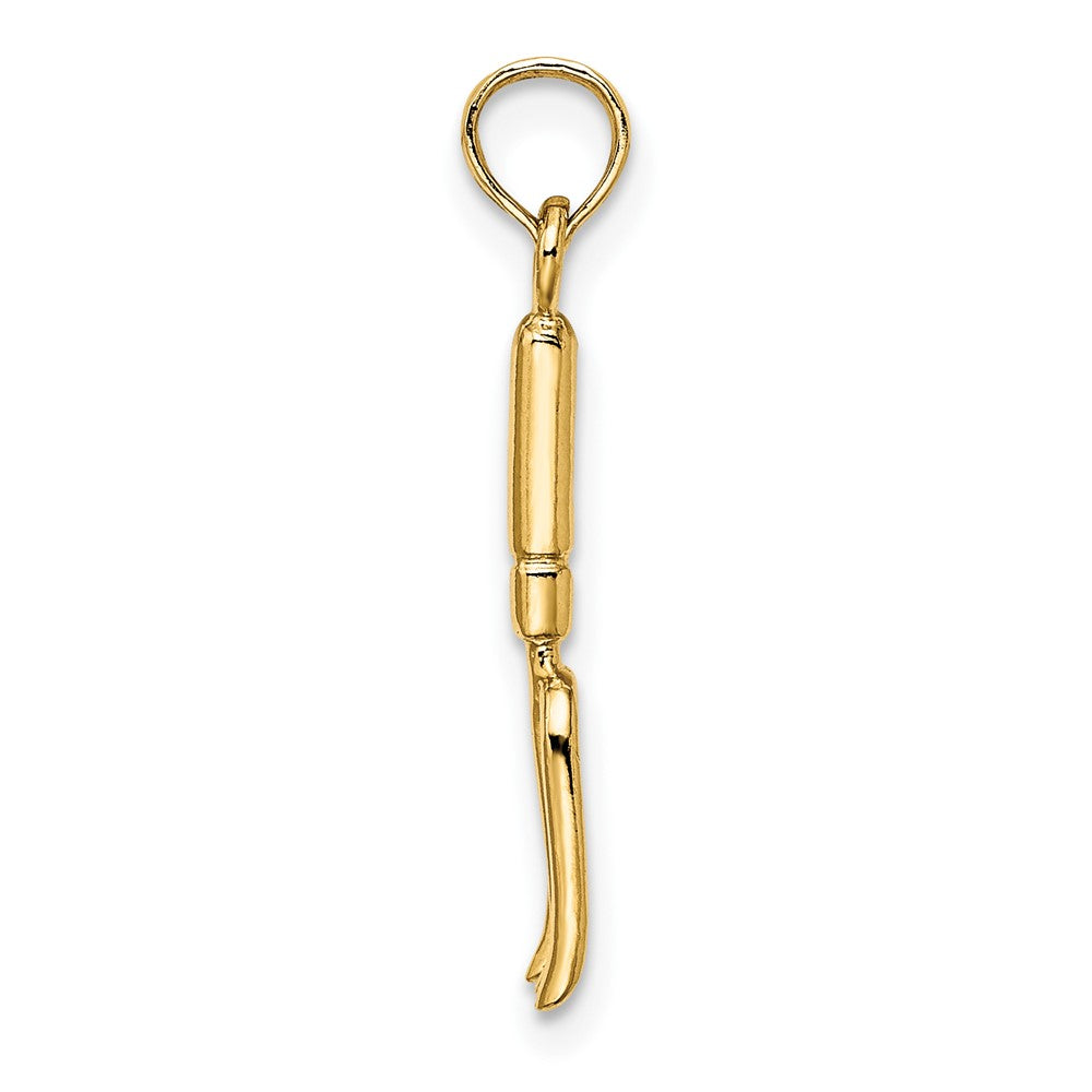 10k Yellow Gold 4 mm 3-D Fork Garden Tool Charm (0.55 grams)