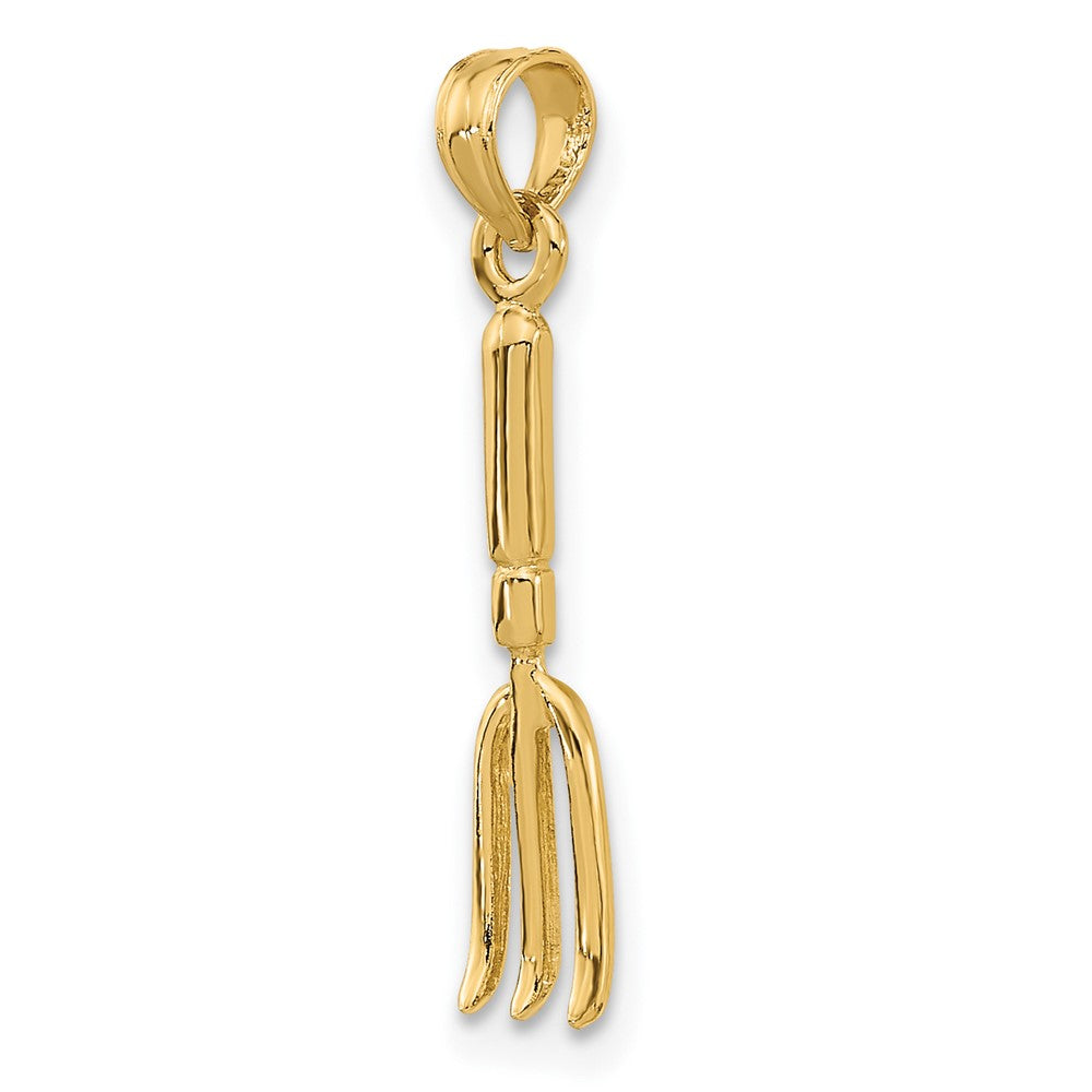 10k Yellow Gold 4 mm 3-D Fork Garden Tool Charm (0.55 grams)