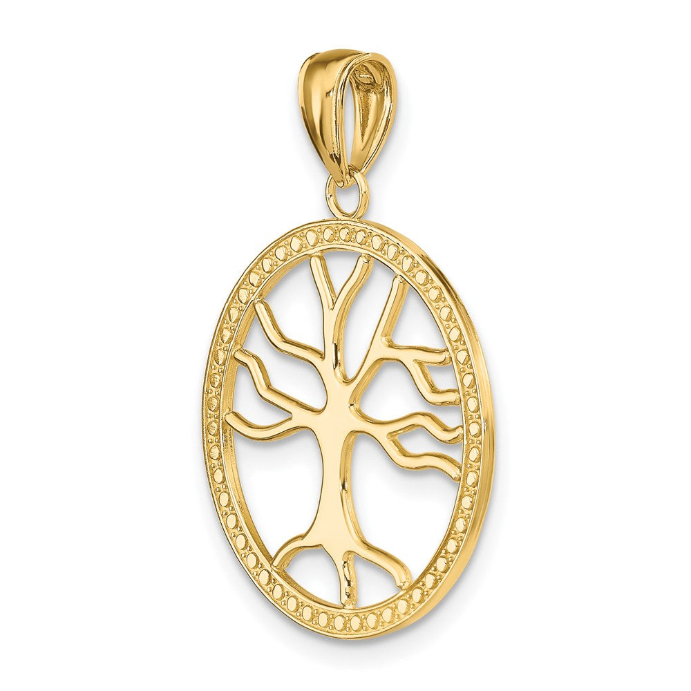 10k Yellow Gold 20.85 mm Large Tree Of Life In Round Frame Charm (1.58 grams)