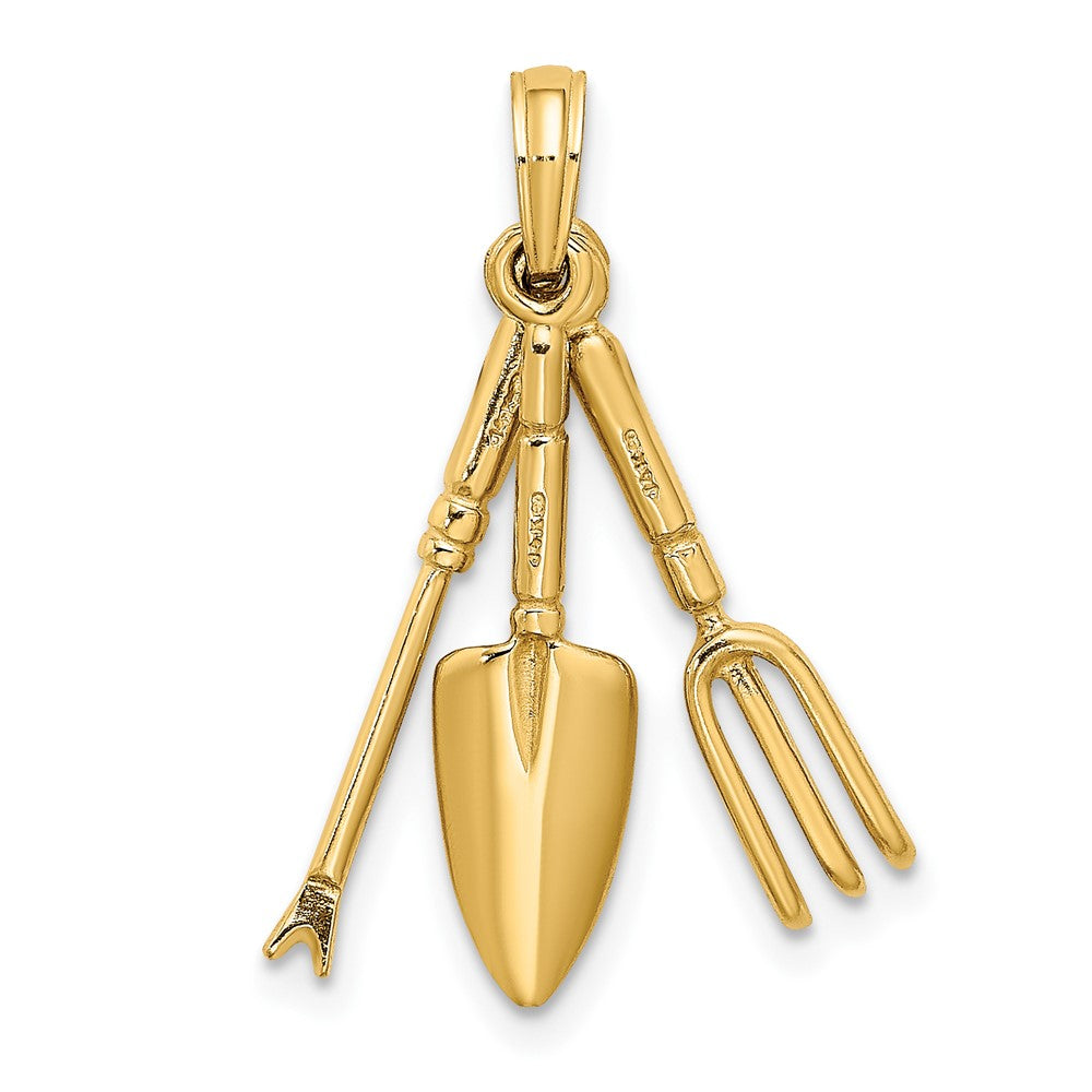 10k Yellow Gold 5.8 mm 3-D Moveable Garden Hand Tool Collection Charm (1.37 grams)